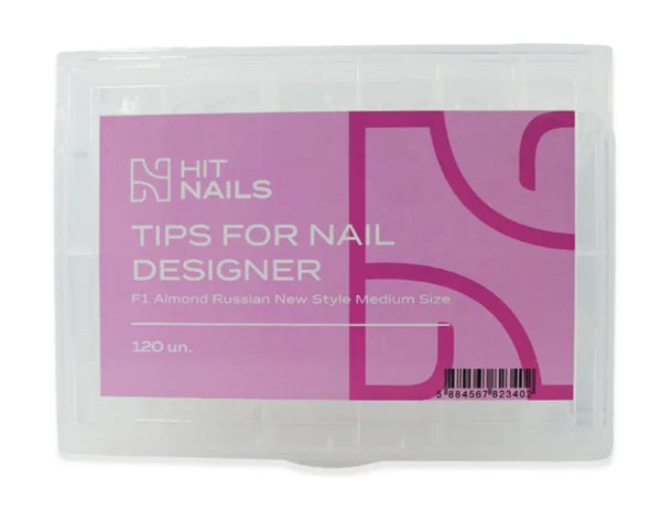 Tips F1 Almond Russian New Style Medium Size - 120un( Tips de francesa Reversa com degrau)